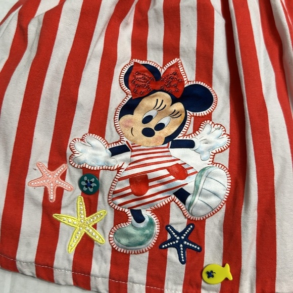 Disney Baby Minnie Mouse Red White Stripe Dress Baby Size 12/18 Months - Picture 4 of 10